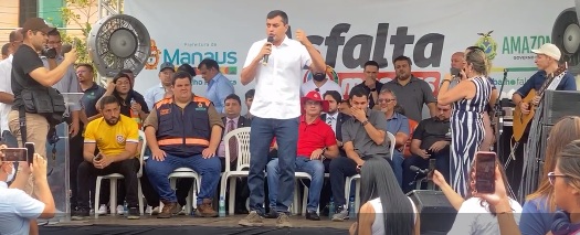 Prefeito de Manaus e governador do Amazonas visitam canteiro de obras do ‘Asfalta Manaus