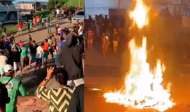 ‘Piratas do rio’ são linchados e homem é incendiado no Amazonas; veja vídeo