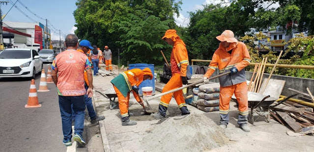 Prefeitura de Manaus restaura calçadas e meios-fios no igarapé do Franco