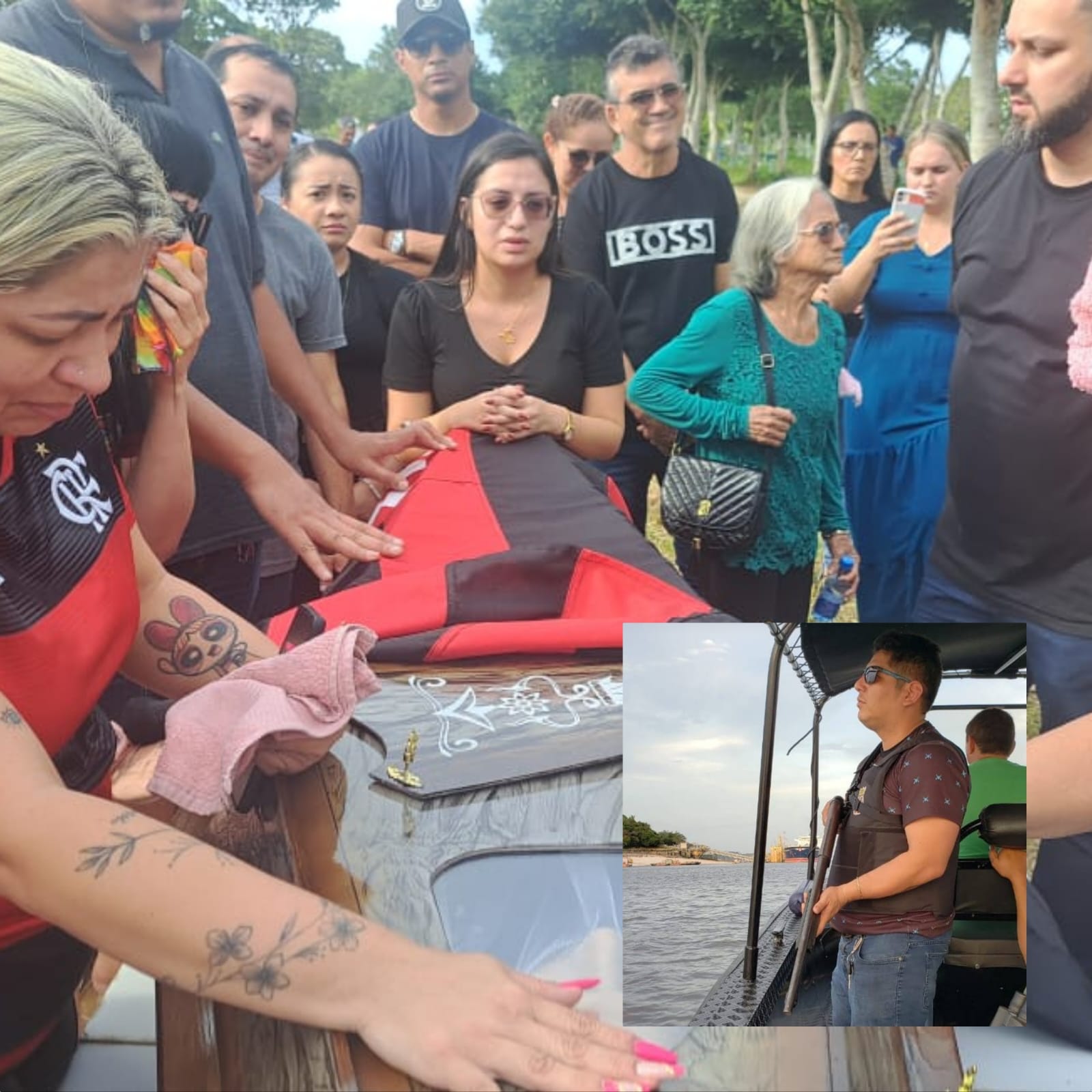 Familiares e amigos prestam homenagens e até salva de tiros durante enterro do policial civil Eber Mello