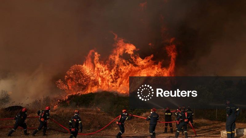 Equipes gregas combatem incêndio florestal pelo 4º dia consecutivo