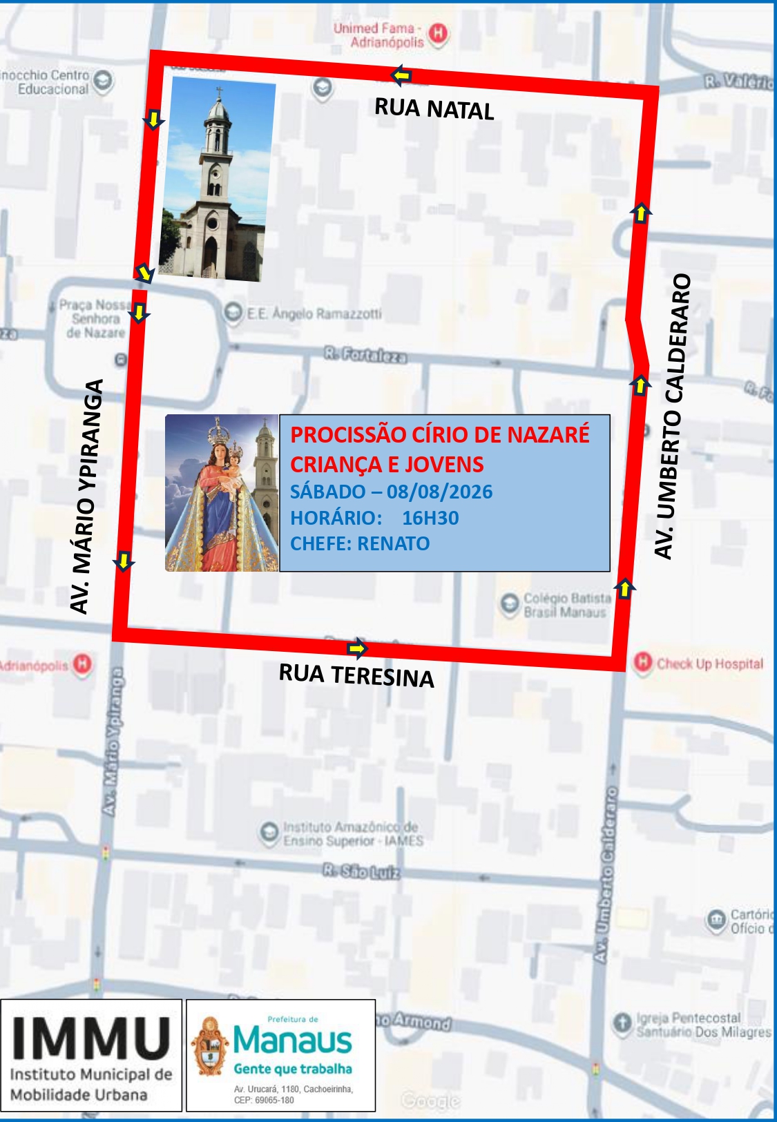 Prefeitura de Manaus realiza operação especial de trânsito para o Círio das Crianças e Jovens neste sábado, 8/8