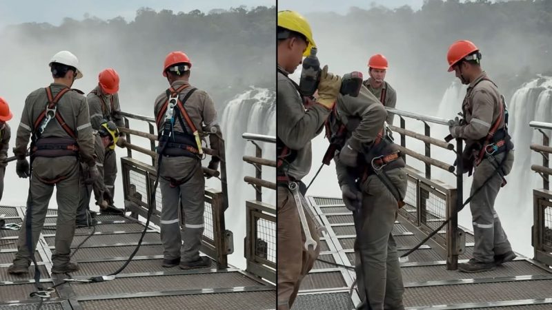 Passarela da Garganta do Diabo começa a ser desmontada no lado argentino das Cataratas