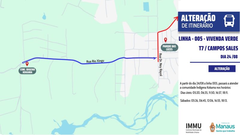 Prefeitura de Manaus amplia atendimento da linha de ônibus 005 para comunidade indígena Kokama no Tarumã-Açu
