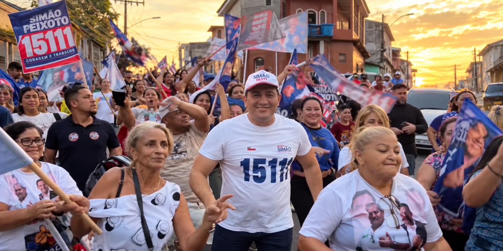 Em clima de festa, Simão Peixoto fecha campanha em Manaus e reúne multidão em grande caminhada no Jorge Teixeira; veja o vídeo