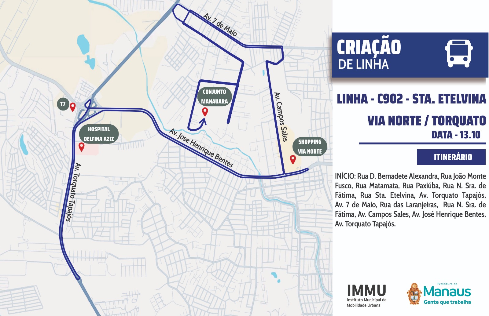 Prefeitura de Manaus cria linha de ônibus para atender zona Norte