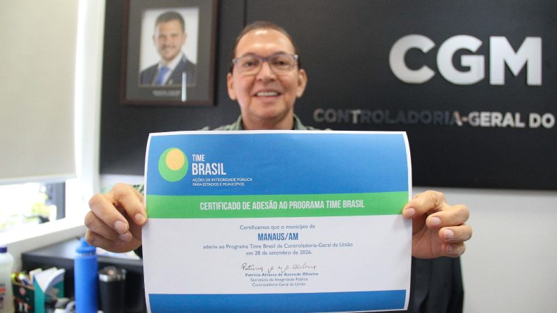 Manaus é a primeira cidade do Amazonas a aderir ao programa de integridade pública da União e recebe o ‘Selo de Ente Participante’
