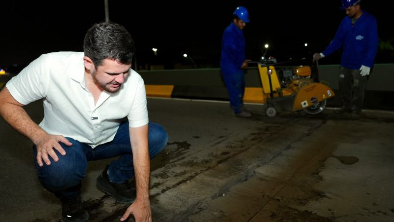 Prefeito Renato Junior vistoria troca de juntas de dilatação em viaduto sem manutenção há mais de 30 anos